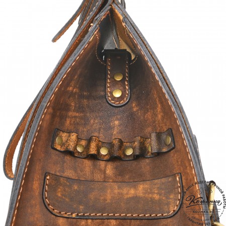 Мужской кожаный рюкзак "Байкер" (коричневое старение)